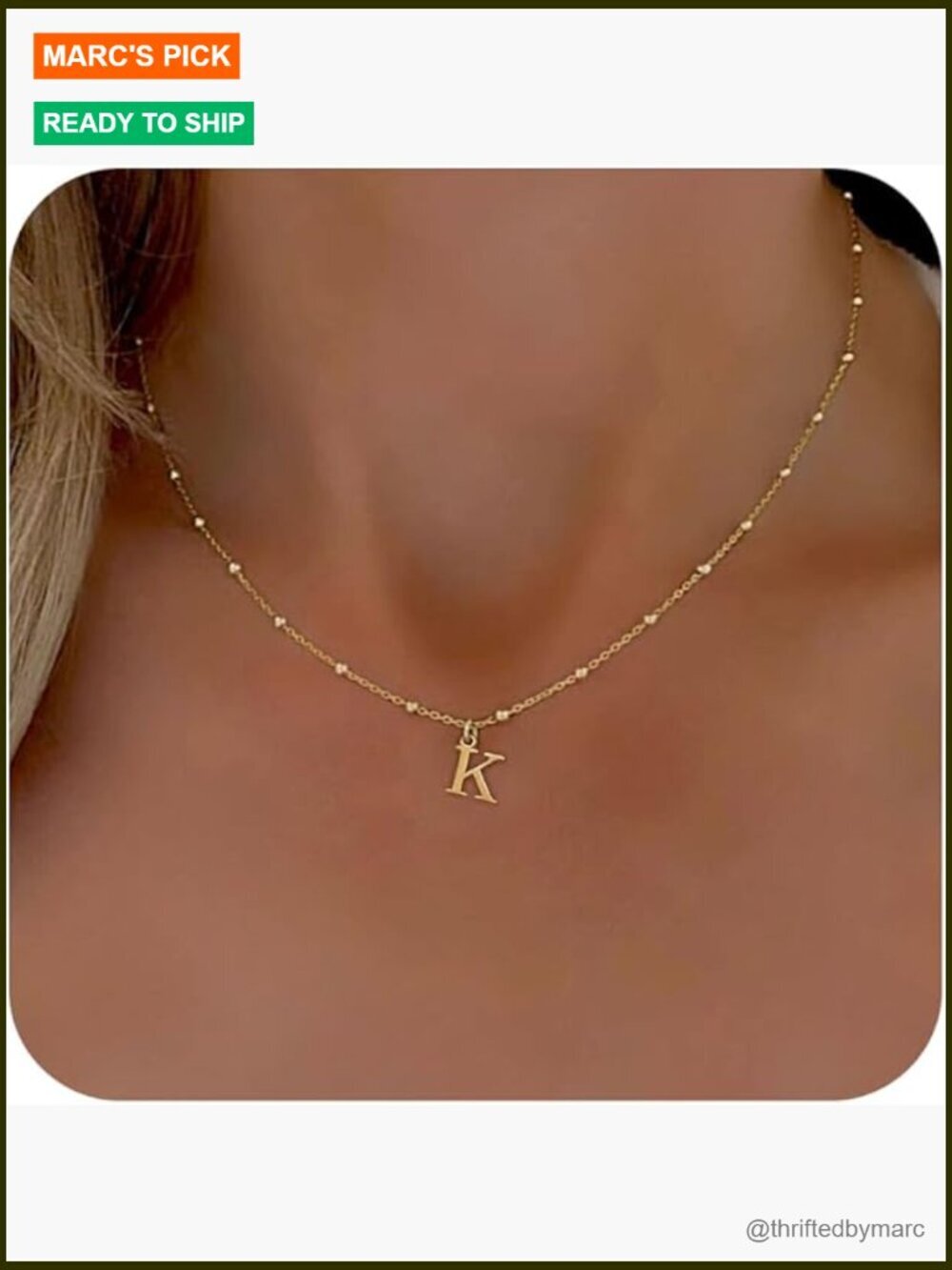 Dainty Initial Pendant Necklace 14K Gold Plated - Letter Charm